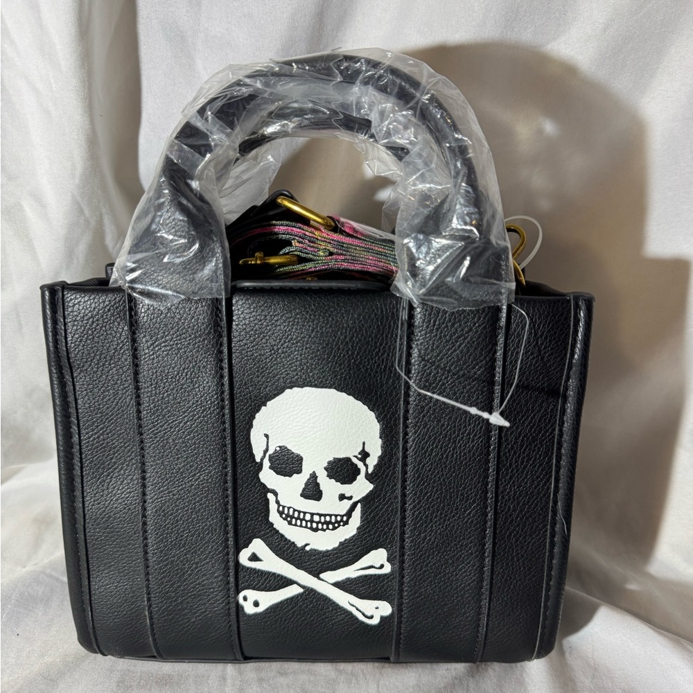 Betsey Johnson Deboss Small Skull & Crossbones Tote Bag Crossbody